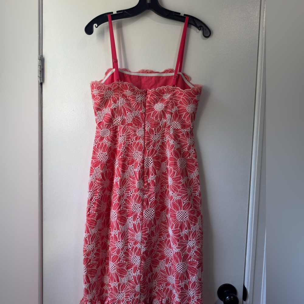 Milly Breanna Tournesol Eyelet Pink Ruffled Tiered Maxi Dress - Picture 9 of 11